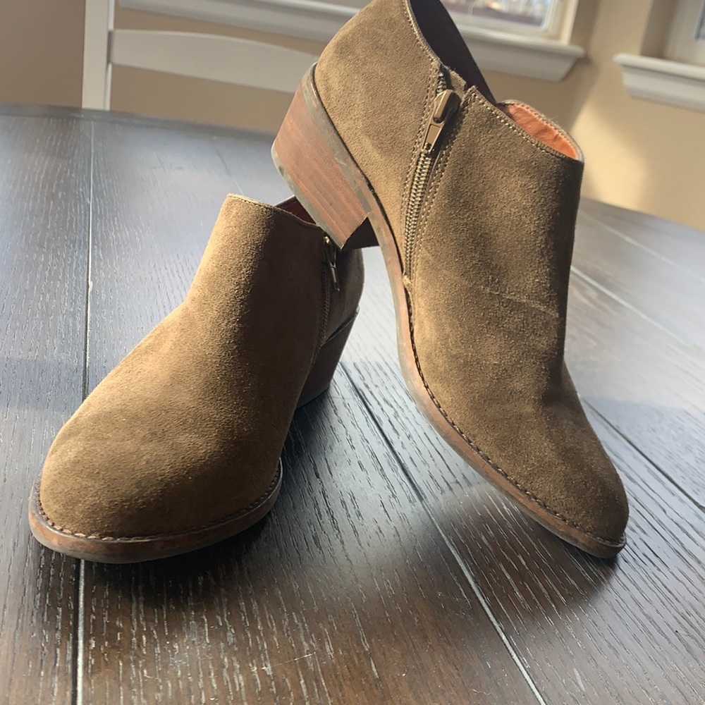 Lucky brand green suede booties. Size 8